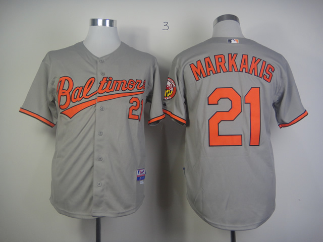 Men Baltimore Orioles 21 Markakis Grey MLB Jerseys